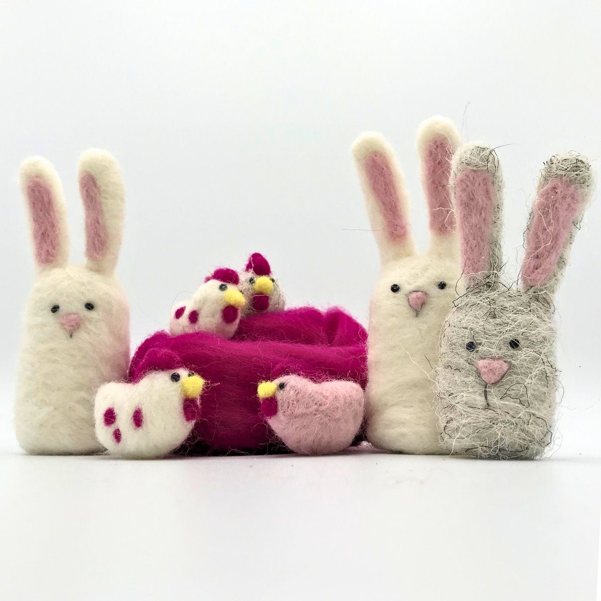 Maak T Zelf DIY Workshop Hobby Pakket Volwassenen - Naaldvilten Lente - 3 Haasjes 3 Kipjes - Creatief - Pasen - Doe het zelf Cadeau - Cadeaupakket - Workshop in een Doosje - Knutselpakket